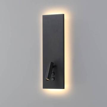 Lampada da parete di lettura moderna a LED nera per la lettura montata per la lettura per camera da letto 3W+4W