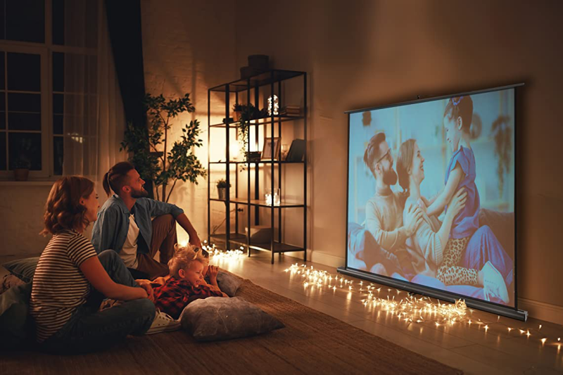 Black Portable Floor Rising Mobile HD Projection Screen