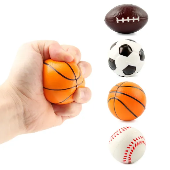 Bulk Customized Logo Stress Balls: Foam Football and Basketball Emoticons for Kids
