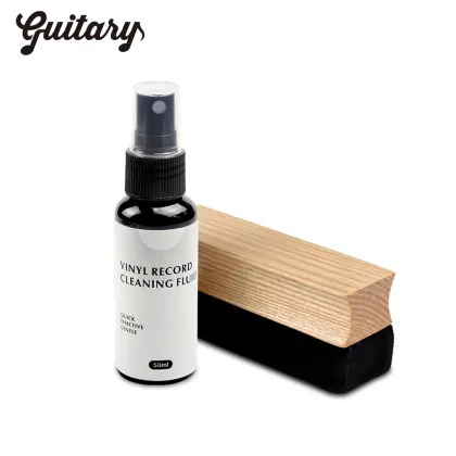 Wood Velvet Cleaning Brush & Fluid Two-Piece Phonograph Vinyl Record Cleaning Kit