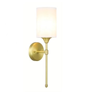 Modern Corridor Hallway Wall Light: Brass Sconce Vanity Lamp with Fabric Shade
