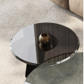 Contemporary Marble Round Coffee Table with Storage