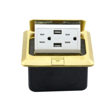 US Multi-Charging Outlet Power Extension with Hidden Silver Aluminum USB Floor Socket