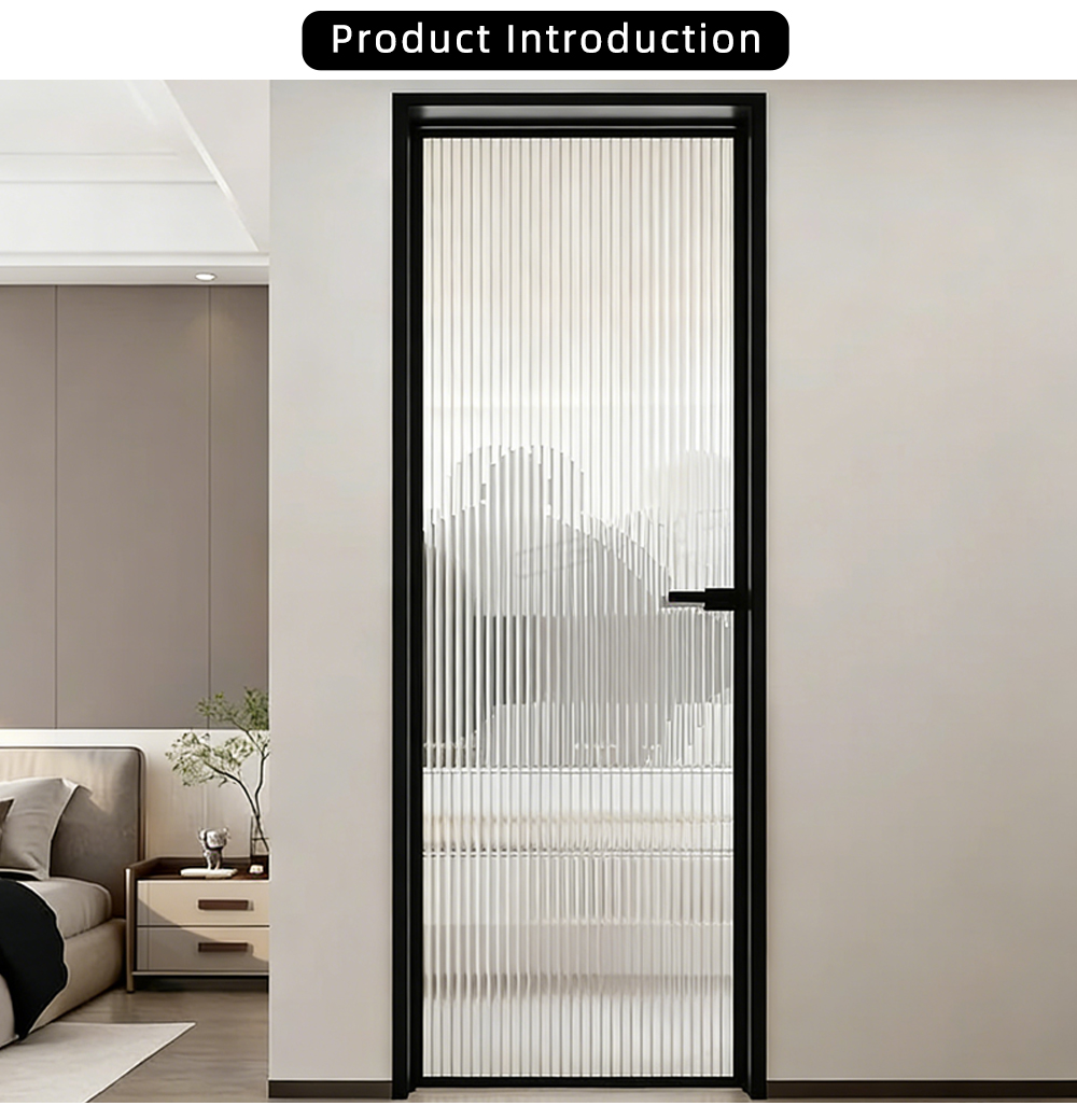 Slim Frame Ultra White Reeded Glass Door YJ-R047X