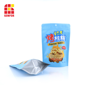 Plastic Stand Up Pouch Zipper Bag With logo for Walnut Food Packaging