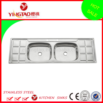 above counter style double drainer double bowl kitchen sink,universal stainless steel sinks