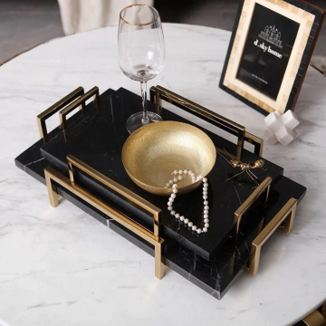 Modern Luxury Rectangular Marble Tray for Home Decoration