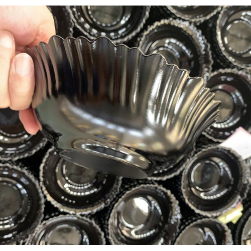 Schwarzes Glas Geschirr Schalen und Teller Set