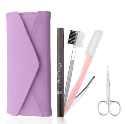 Stainless Steel Eyebrow Trimming Scissors Set