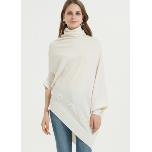 ladies cashmere poncho with hand embroidery