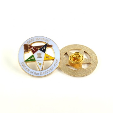 Custom Order of the Eastern Star (OES) Logo Golden Masonic Lapel Pin Badge