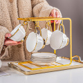 Luxury Gold Rim Teapot Set Coffee Cup Set Ceramic Tea Cup Coffee Mug and Saucer Porcelain Coffee Pot