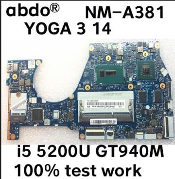 BTUU1 NM-A381 for Lenovo YOGA 3 14 YOGA3 14 notebook motherboard CPU i5 5200U GPU GT940M 2G 100% test work