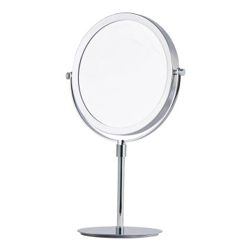 Two-sided round adjustable standing mirror