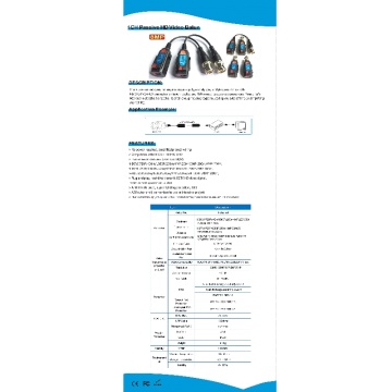 POE VIDÉO COMBINABLE 75 à 120OHM BALUN CONVERTER