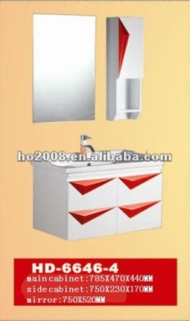 Sanitary WareRed Bathroom PVC/Solid Wood Cabinet Vanity Combo HD-6646-4