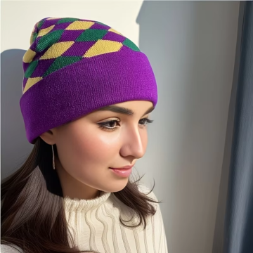Mardi Gras Green Green Gold Jalur Beanie Party Hats