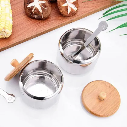 Stainless Steel Seasoning Jar Three-piece with Spoon