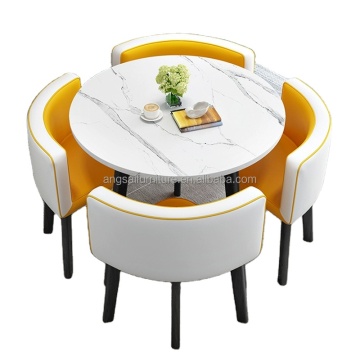 Modern Wood Negotiation Table and Chair Set for Office and Coffee Shops (80-90 cm diameters)
