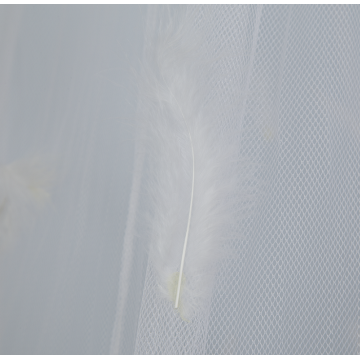 Elegant Round White Feather Decorate Netting