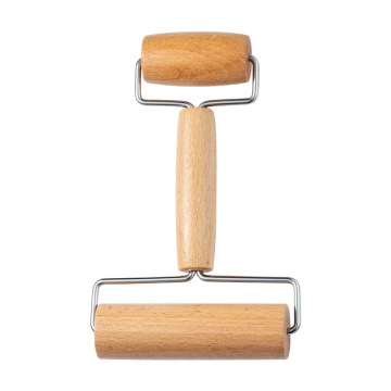 Double Head Wooden Mini Stainless Steel Beech Wood Rolling Pin for Baking Dough