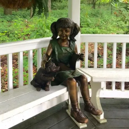 theme park statue metal craft little girl garden statues for garden