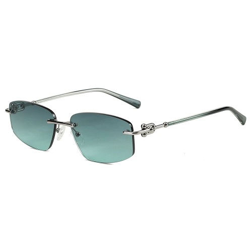 Mellume Vintage Rimless Metal Frame PC Lens Sunglasses