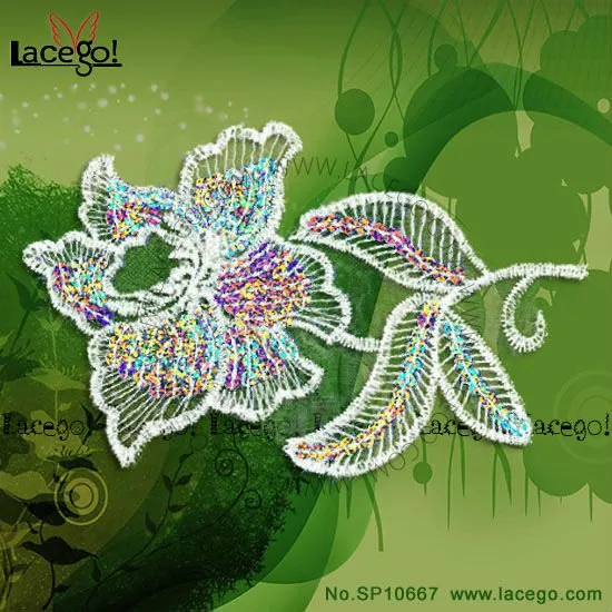 New Designs Of cotton silver color sequin lace trim