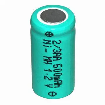Rechargeable Ni-Mh Battery, Size 2/3AA, 600mAh, 1.2V