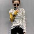 Striped jumper bottoming shirt female
