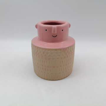 Керамический горшок для растений Pink Face (средней высоты)