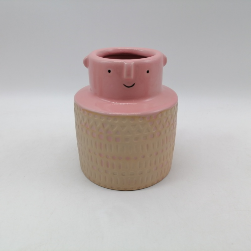 Керамический горшок для растений Pink Face (средней высоты)