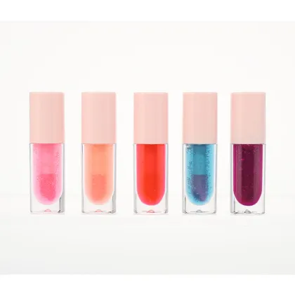 Custom Logo Wholesale Cosmetics: 5-Color Hydrating Lip Plumper, Fruit-Favored Glossy Clear Lip Oil