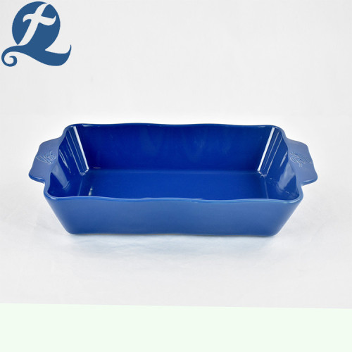 Color Ceramic Stoneware Rectangular Binaural Baking Tray