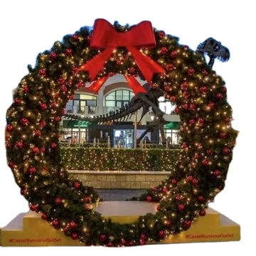 Customizable Door Hanging Christmas Wreath with Pine Needles, LED Lights, and PVC Material for Outdoor Use