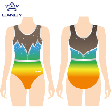 Oanpaste regenboog gymnastykleotards