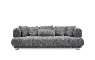 Soft-Block Three Seat Fabric Sofa