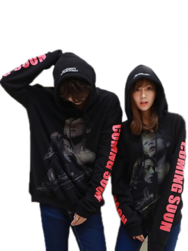 Couple Tops New Fashion Spring Autumn Hooded Long Sleeve Printed Pullover