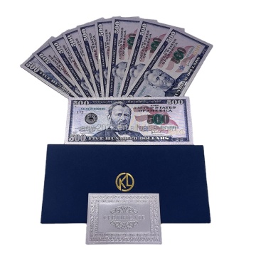 Były prezydent New America 500 $ Srebrny PVC Bill Banknoty folii plastikowe