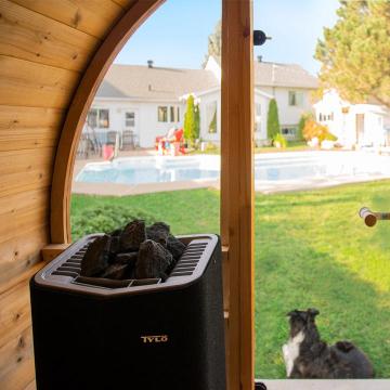 Outdoor Wooden Infrared Double Barrel Sauna