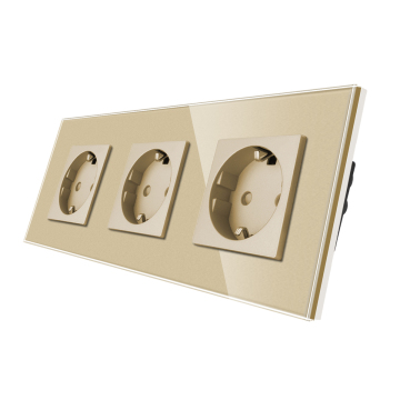 Bingoelec Factory Wholesale Glass Triple 16A 146mm Germany 86*228 EU Cheap Wall Smart Home Socket