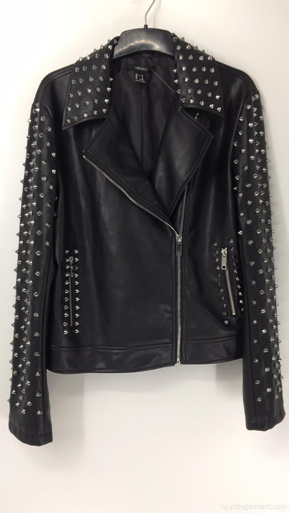 Женская панк -кожаная куртка из искусственной кожа