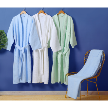 Waffle style customized hotel bathrobe