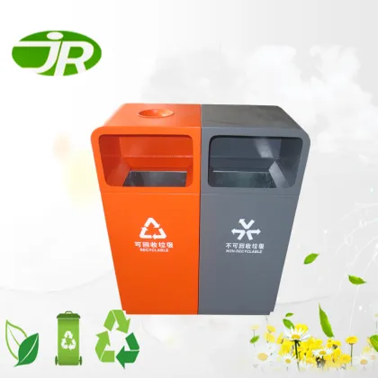 power coating square metal garbage can for public area