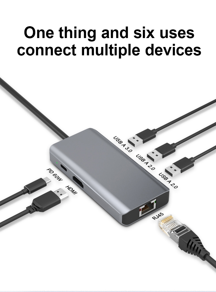 6IN1 USB Type-C Hub Dopting Docting Station