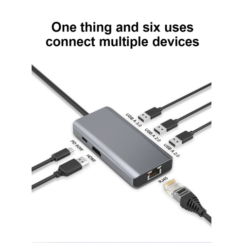 6IN1 USB Type-C Hub ordinateur portable Station d'amarrage