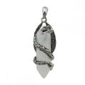 Gemstone Double Hexagonal Prism enveloppé Silver Dragon Stone Pendant Vintage Crystal Dragon Charm Pendants