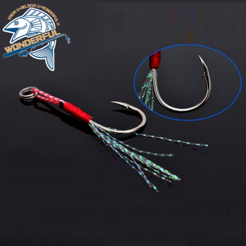 Strong Bulk Big Game Boat Fishing Slow Jigging Assist Line with Single Hook and Feather