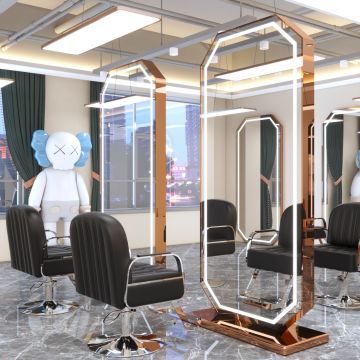 Double-Sided Gold Styling Barber Shop Mirror