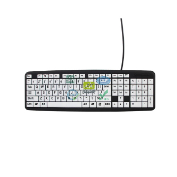 107Keys Waterproof USB Keyboard for Elderly and Schoolchildren with Large Characters to Prevent Myopia